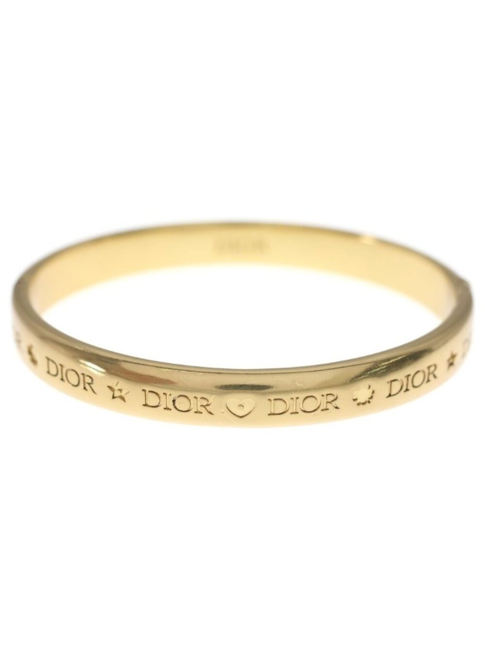 Dior Tresor Logo Embossed Bangle Gold Bracelet